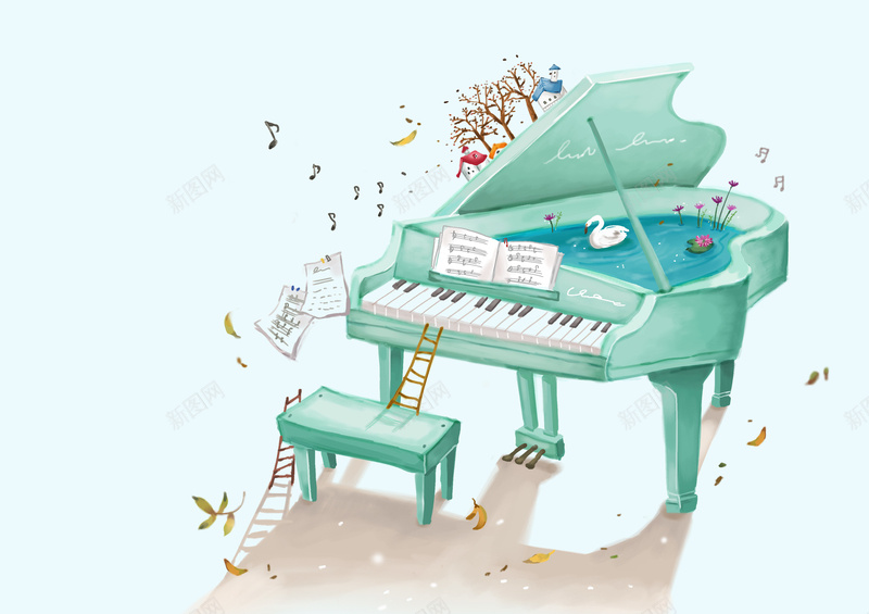 钢琴音乐会海报背景psd设计背景_88icon https://88icon.com 卡通 小清新 文艺 简约 钢琴