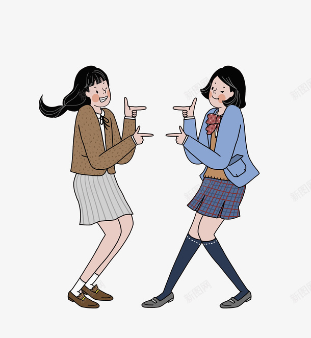 手绘个性动作的女孩png免抠素材_88icon https://88icon.com 个性 创意 卡通 唯美 学生 插画 校服 通用