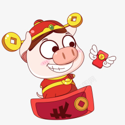 卡通财神猪宝宝漫画猪装饰背景高清图片