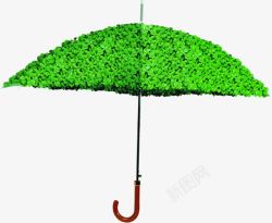 绿色雨伞绿色树叶合成雨伞高清图片