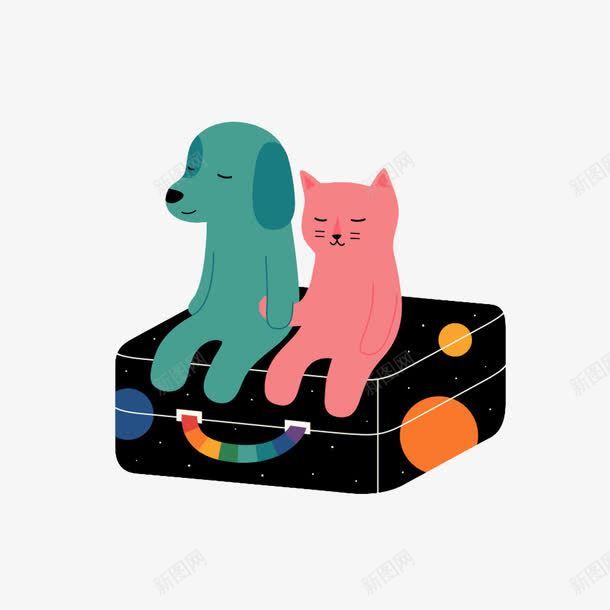 扁平小狗小猫png免抠素材_88icon https://88icon.com 创意插画设计 卖萌小猫 卡通贺卡封面 手绘插画