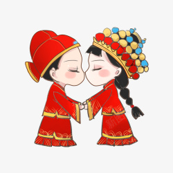中式新郎新娘吻素材