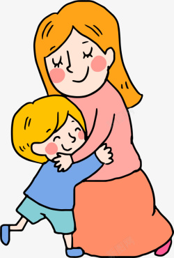 母亲节孩子拥抱剪影母亲节妈妈和孩子高清图片