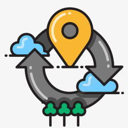 卡通简约线条定位导航装饰素材