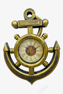 金属时钟金属清晰发亮的船锚时钟实物高清图片