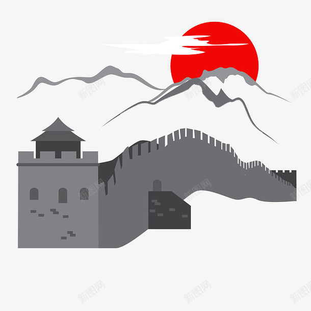 简约国画长城标志png免抠素材_88icon https://88icon.com 中国风 免抠 卡通手绘 简约 长城 长城卡通 长城标志