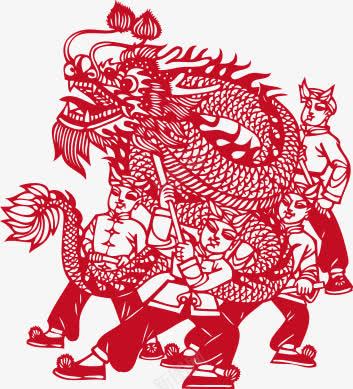 中国风剪纸png免抠素材_88icon https://88icon.com 中国风 人物 传统文化 剪纸 剪纸艺术 红色艺术 舞龙 节日