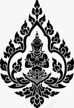 泰国花纹素材泰国佛像黑色花纹高清图片