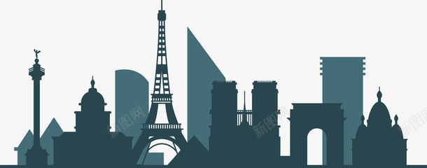巴黎城市建筑剪影png免抠素材_88icon https://88icon.com 出国旅游 国外建筑 城市 建筑剪影 旅游 旅游海报设计