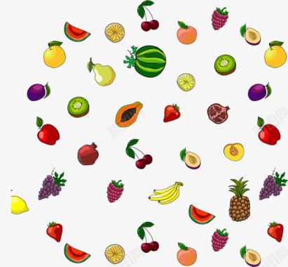 西瓜干笔画手绘卡通各种水果图集图标图标