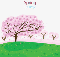 春天美丽的桃花林矢量图素材