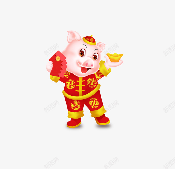 手绘卡通金猪发红包png免抠素材_88icon https://88icon.com 中国风 元宝 卡通 古典 可爱 喜庆 手绘 猪年 红包 红色 装饰 金猪