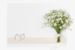 鲜花和戒指图片白色鲜花纸戒指信笺高清图片