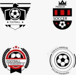 足球赛素材4款红白黑足球标志高清图片