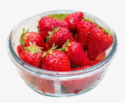 沙拉碗实拍玻璃盒里的草莓高清图片