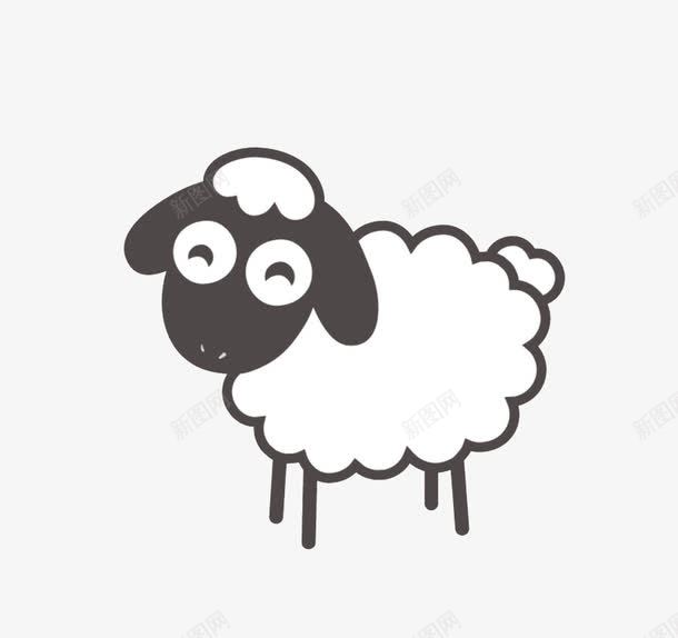 卡通小绵羊png免抠素材_88icon https://88icon.com 卡通动物 小羊 肖恩 黑白色