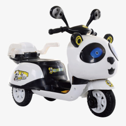 儿童摩托车白色熊猫儿童电动摩托车高清图片
