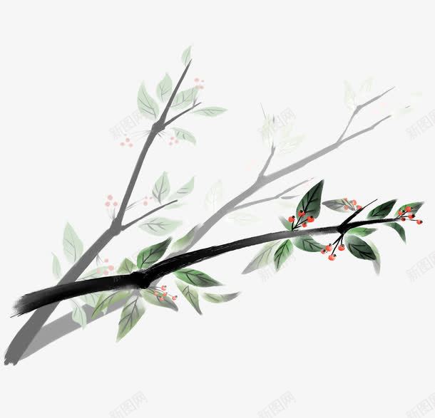 中国传统彩色水墨植物画png免抠素材_88icon https://88icon.com 中国画 传统的植物画 彩色的水墨画 水墨的植物画