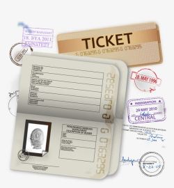 护照机票矢量图素材