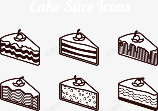 简洁线条蛋糕矢量图图标图标