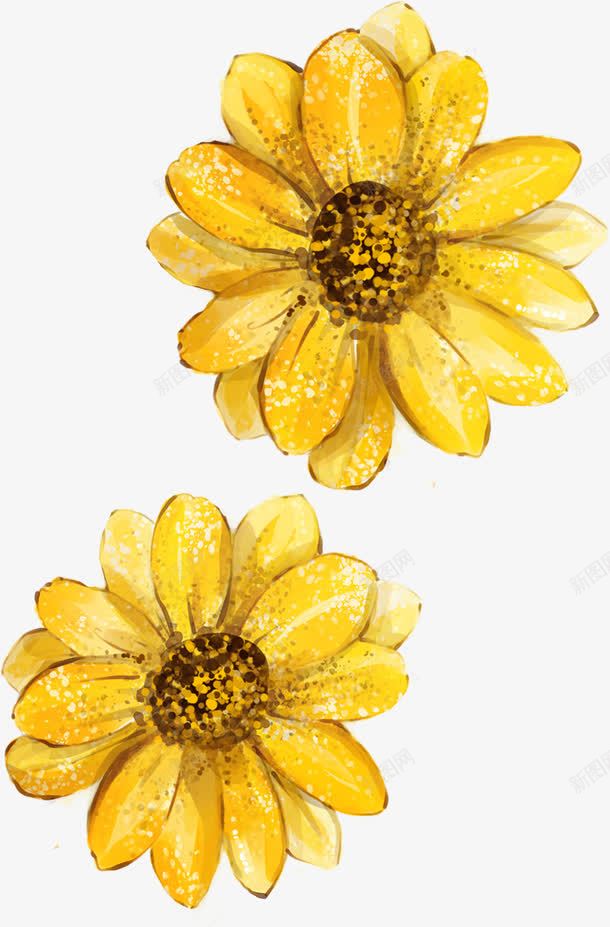黄色唯美菊花手绘png免抠素材_88icon https://88icon.com 菊花 设计 黄色