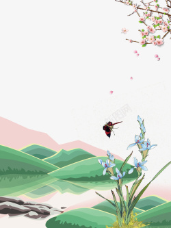 春季百花盛开飞翔的蝴蝶素材
