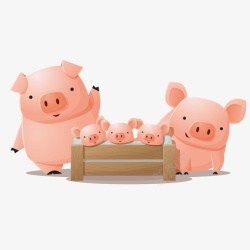 粉红猪免抠粉色可爱小猪一家矢量图高清图片