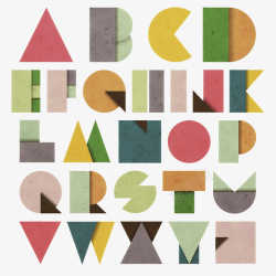 26彩色创意英文字母艺术字素材