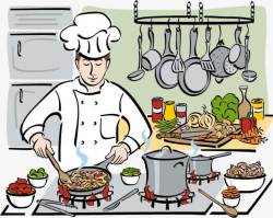 厨房烹饪腼腆厨师卡通图矢量图高清图片