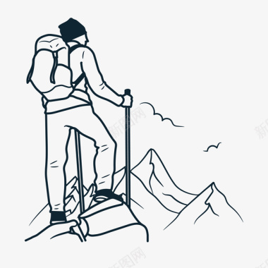 爬山登山者装饰案矢量图图标图标