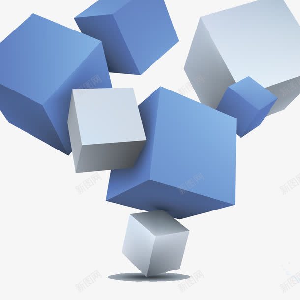 蓝灰立方块png免抠素材_88icon https://88icon.com 几何图形 几何图案 方块 正方体 淡蓝色 灰色 立方体 蓝灰色