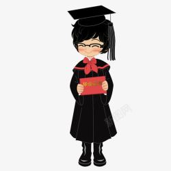 卡通穿学士的毕业的大学生素材