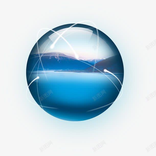 蓝色地球装饰元素png免抠素材_88icon https://88icon.com 云技术 地球 山水 星光 装饰