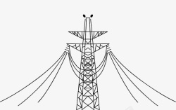 卡通设施手绘黑色高压电线塔高清图片
