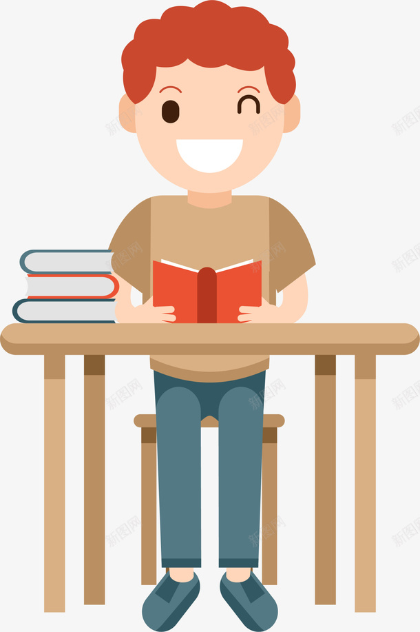 开学季看书的小男孩png免抠素材_88icon https://88icon.com 上课 学习 学生 开学季 看书的小男孩 认真看书