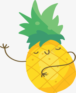 卡通水果菠萝小人矢量图素材