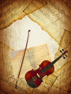 复古乐谱图片乐谱与提琴高清图片