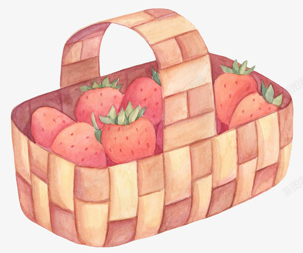 手绘一筐草莓图png免抠素材_88icon https://88icon.com 创意 卡通手绘 果子 果实 橘色 水彩 水果 草莓 食物