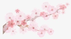 粉色手绘桃花枝装饰图案素材