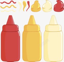 酱状浓缩制品红黄色塑料瓶子番茄酱包装卡通高清图片