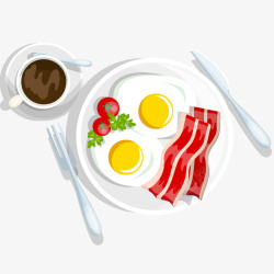煎蛋早餐卡通手绘美味的早餐矢量图高清图片