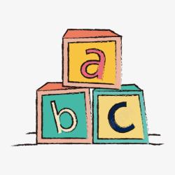 手绘ABC立方块素材