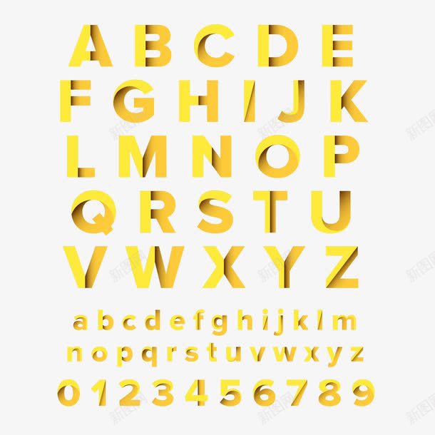 62个金色纸质字母与数字png免抠素材_88icon https://88icon.com 大小写字母英文字母艺术字数字金色纸质矢量图