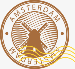 棕色阿姆斯特丹邮戳矢量图素材