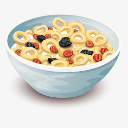 一碗水果一碗水果谷物早餐矢量图高清图片
