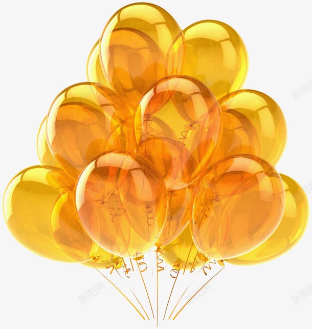 一束气球png免抠素材_88icon https://88icon.com 氢气球 玩具 透明 金色