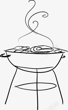 美食香肠烧烤架上的美食图标图标