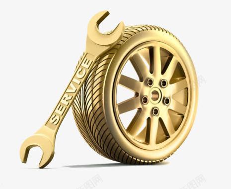 金色汽车轮胎图标图标