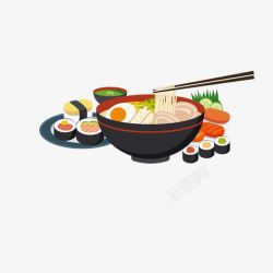 寿司展板外面美食插画高清图片