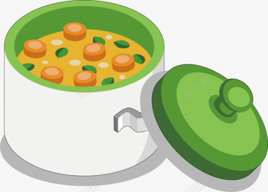 传统花健康美食煲汤中国传统煲汤美食矢图标图标